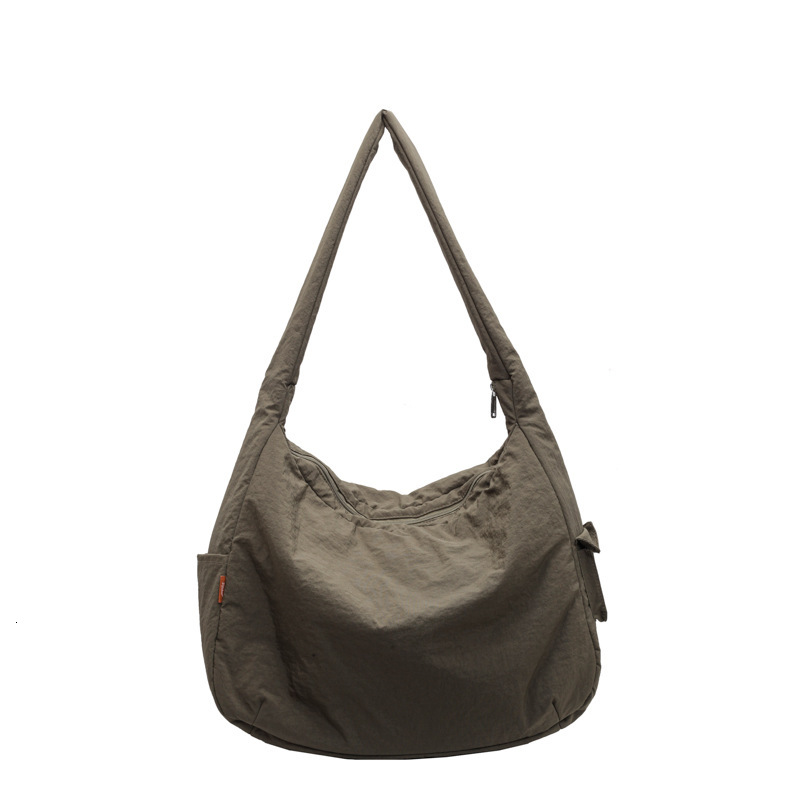 Korean Style Single Shoulder Nylon Large Capacity Simple Solid Color Portable Cloth Casual Versatile Crossbody Bag for Women