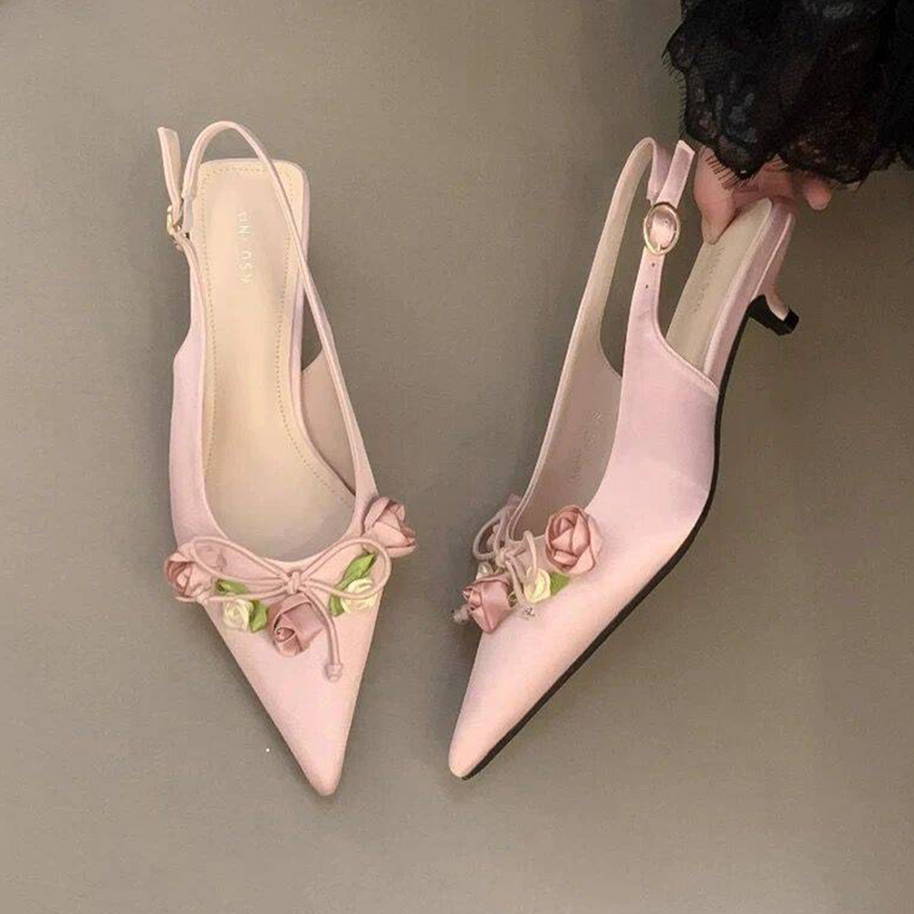 summer slingbacks loafers womens designer sandals low heels dress shoes fashion elegant satin pointed toe women luxury shoes size 35-40