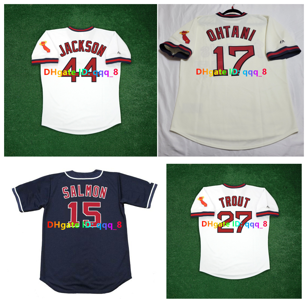 Nolan Ryan 1973 California Mike Trout Angels Baseball Jersey Tim Salmon Jim Abbott Reggie Jackson Rod Carew Wally Joyner Vladimir Guerrero Shohei Ohtani Size S-4XL