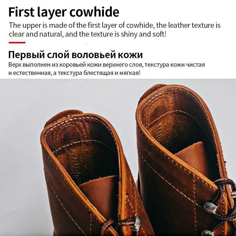 2025 ZFTL Mens Motorcycle Boots Cowhide American Vintage Genuine Leather Desert Boots Men Lace up Boots Couple Boots W250811