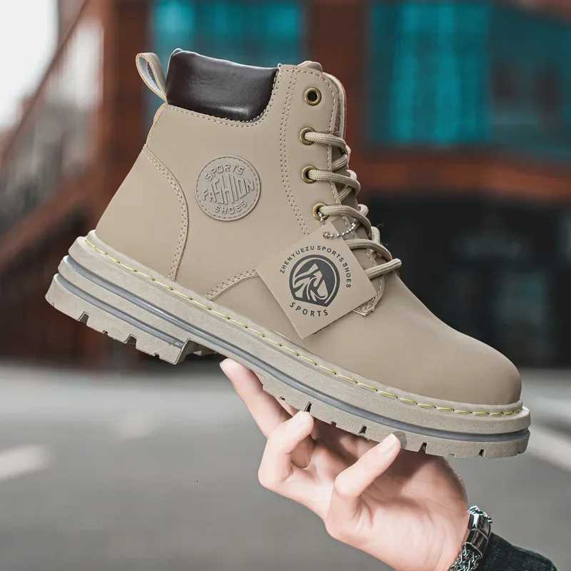 2023 Spring and Autumn New Trendy Big Yellow Boots Soft Leather Soft Bottom Retro Workwear Short Boots W250811