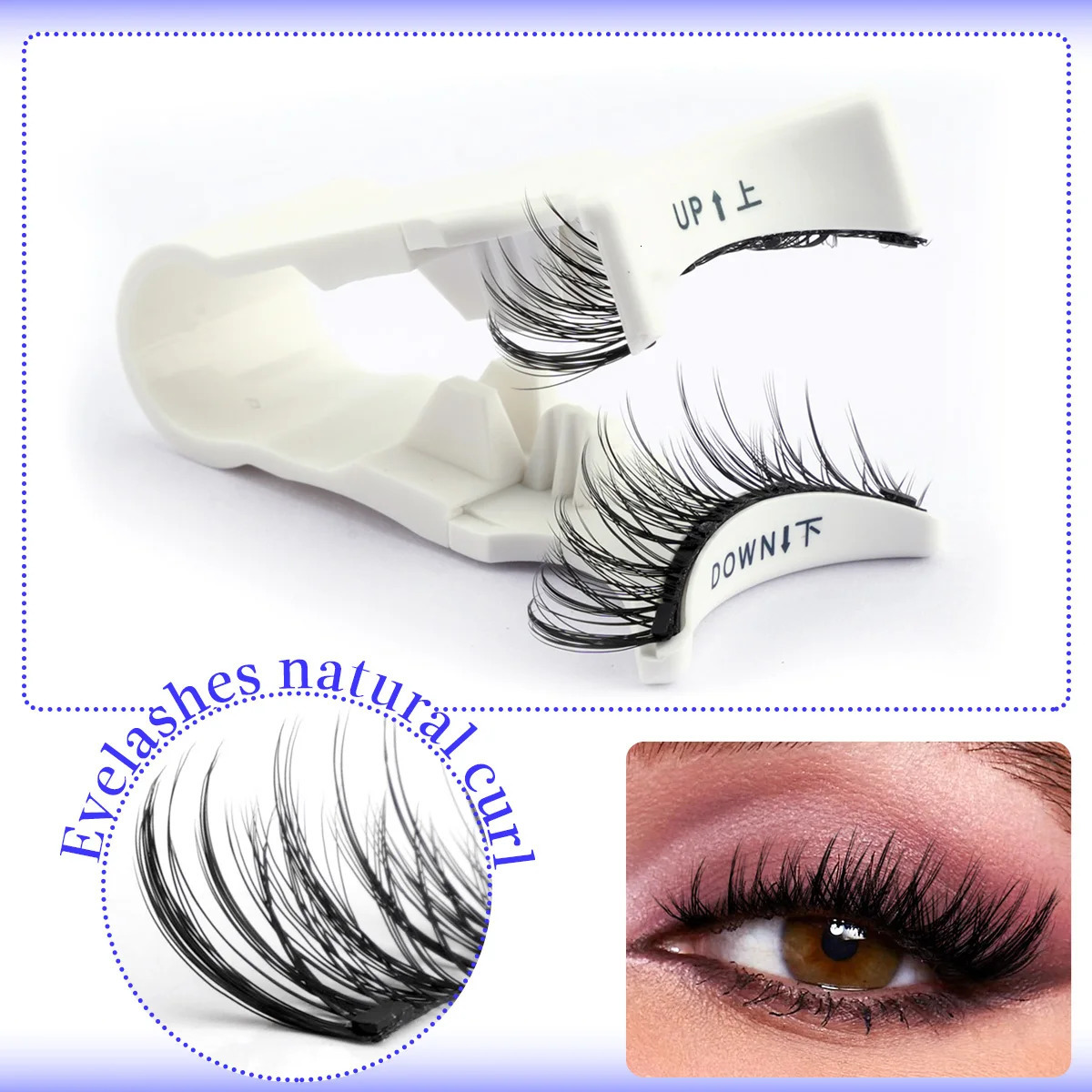 MEISHENJIE 1pair Magnetic Eyelashes Tweezers Set Reusable Eyelash Extension 3D Lash Natural Thick False Eyelashes No Glue Needed 250805