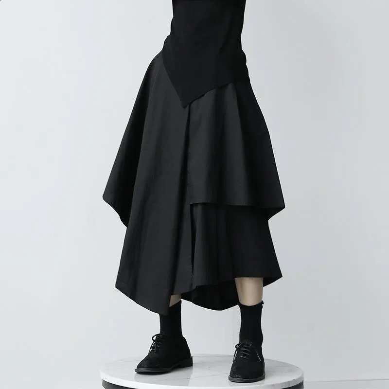 Women Skirts Gothic Irregular Skirts Pants Women High Waist White Black Long Skirts Female Pleated Skirts Culottes Women Clothes 250809