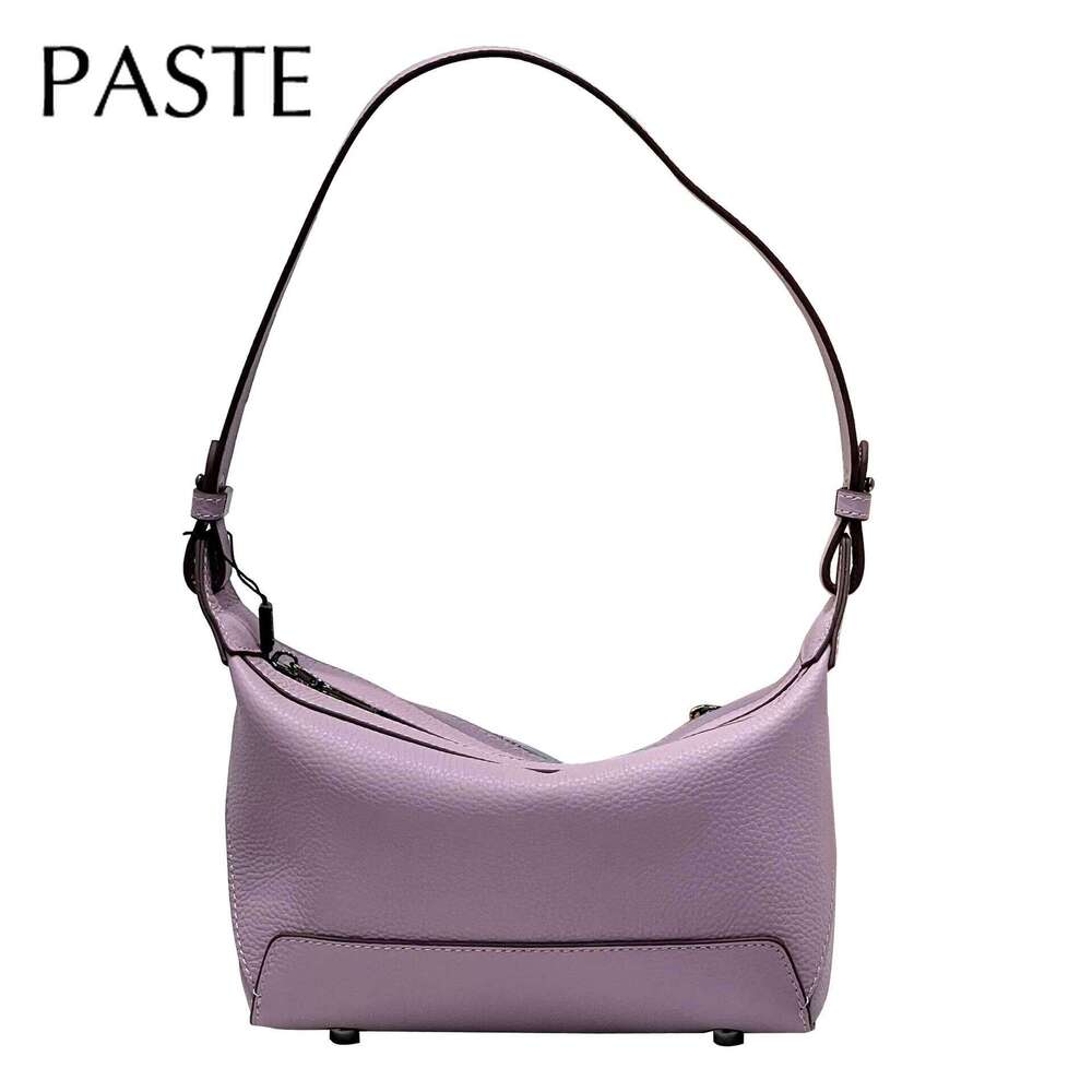 2025 Rare Leisure Lavender Commuter Tote Light Weight Full Grain Cow Leather Women Handbag Small Daily-use Purse