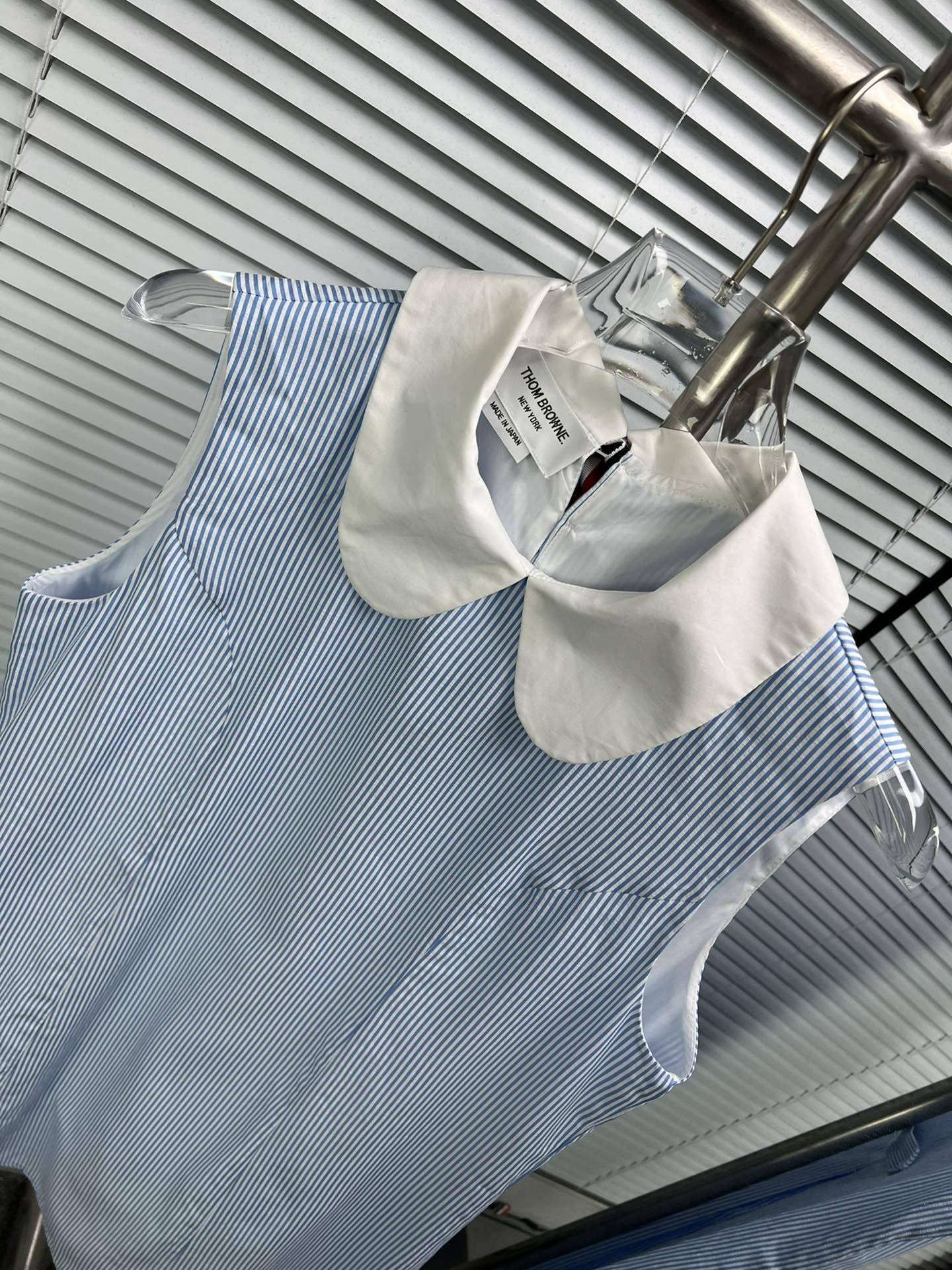 T31801 New women's British style girly doll collar blue and white striped dress