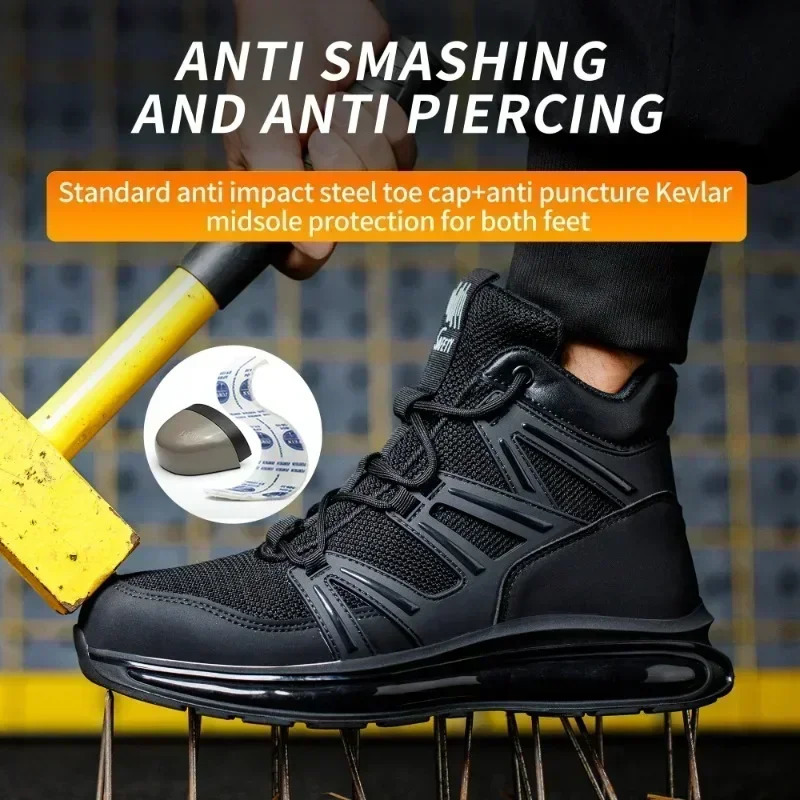 37-50 Fashion 2025 Safety Shoes Men Anti-smash Work Shoes Anti Slip Indestructible Shoes Protective Sneakers Men Boots 250805