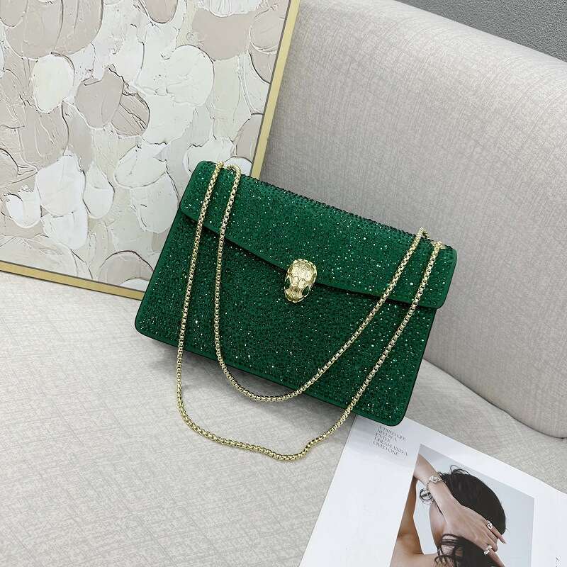 Diamond-Encrusted Handbag 2024 Autumn New High-Quality Fashion Evening Shoulder Crossbody Full Diamond Women
