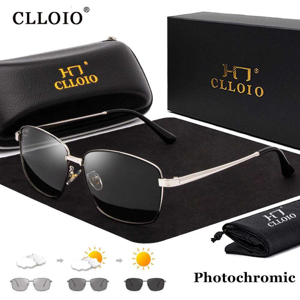 CLLOIO Classic Photochromic Sunglasses Men Polarized Driving Shades Sun Travel Anti-glare Chameleon Glasses UV400