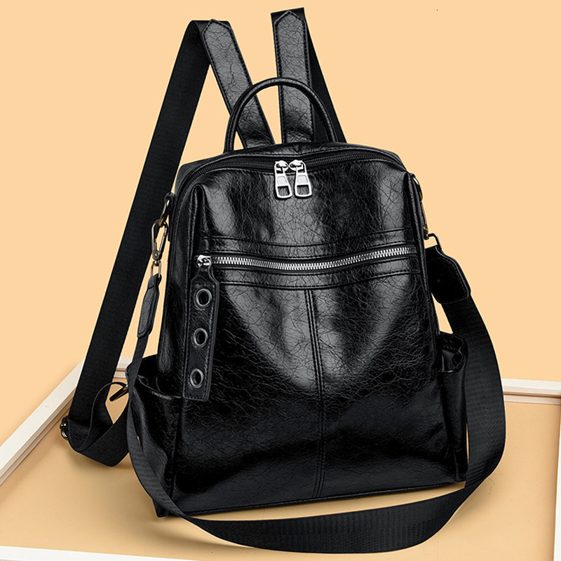 Soft Leather Women's New Trendy Large Capacity Student Commuting Travel Multifunctional Backpack ddmymoon