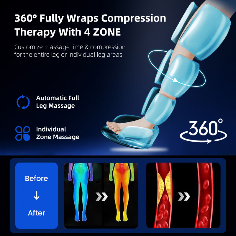 4 Chamber Wireless Compression Recovery Boots Foot Calf and Leg Massage Boots Blood Circulation Air Compression Leg Massager Machine