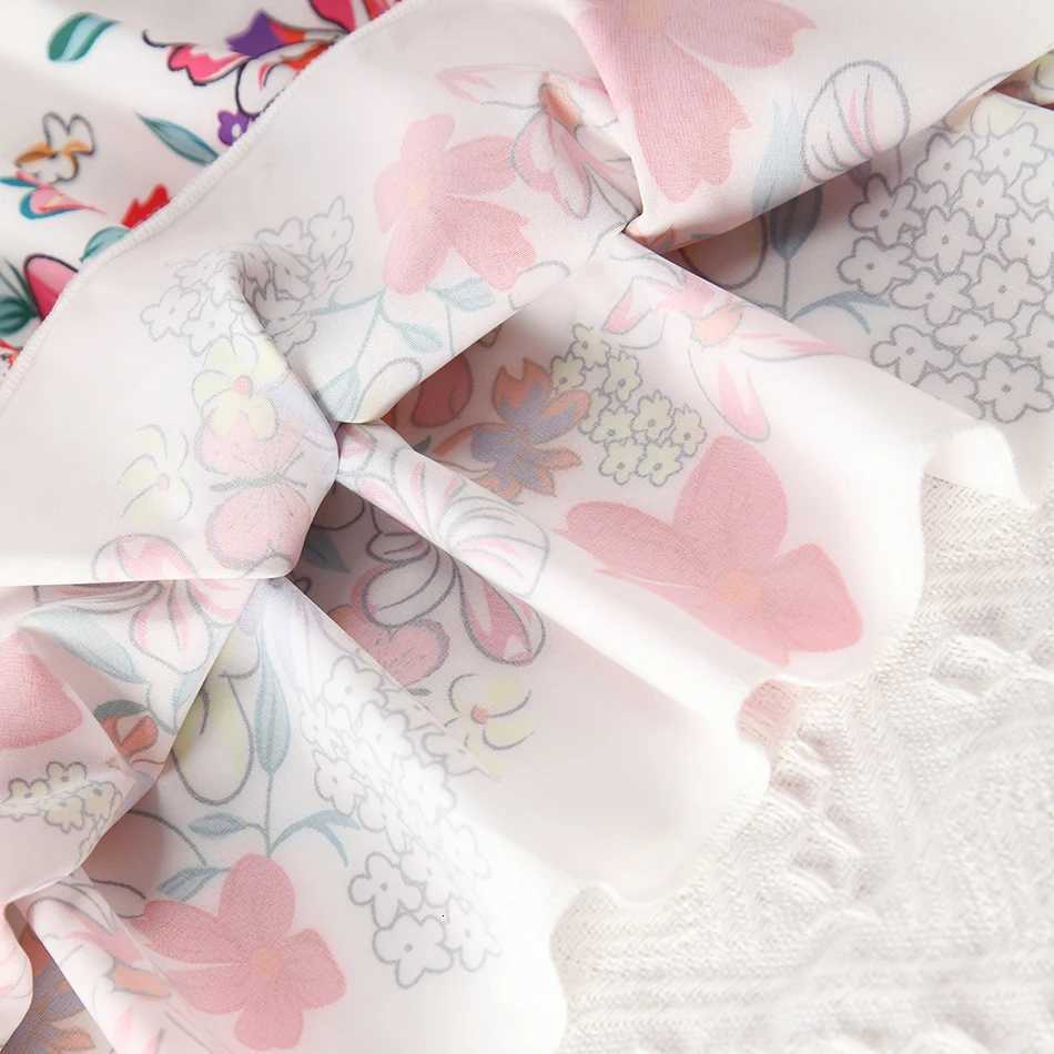 2025 Girls Summer Print Flower Spliced 2-10 Years Baby Girl Floral Princess Summer Dress with Ruffled Sleeves W250811