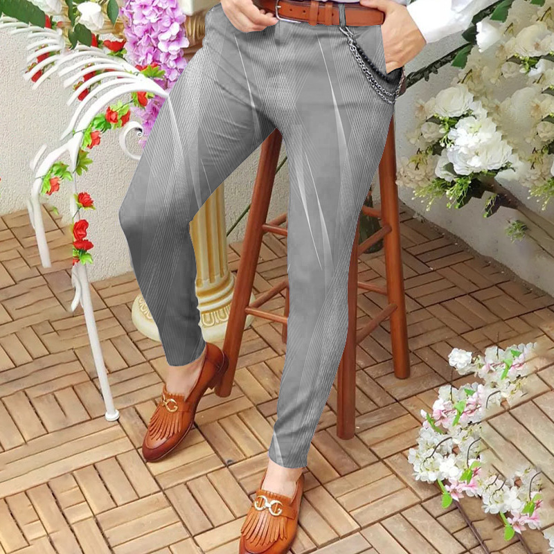 Fashionable men's mid-waist casual pants long pants 3D printed slim-fitting pants men's straight-leg pants European size :S-3XL