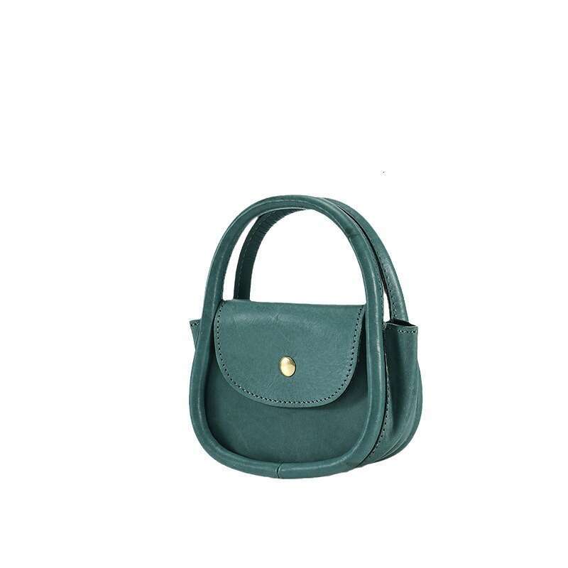 DHessentials New Genuine Leather Mini Handbag - Korean Style Top Grain Crossbody Purse for Women, Blue Shell Bag (20x15cm, 300g)