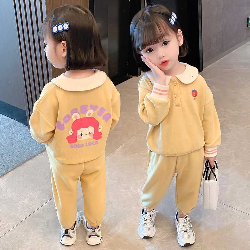 Girls Spring Outfit Set Long Sleeves Collars Tops Ankle Cuffs Two-Piece Set That Sweet Cute Fashion Spring Autumn Baby Clothes Z250811