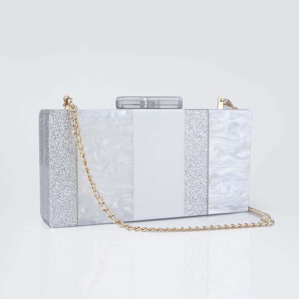 2024 New Acrylic Clutch Shoulder Crossbody Mixed Color Splicing Evening Cocktail Wedding Bag