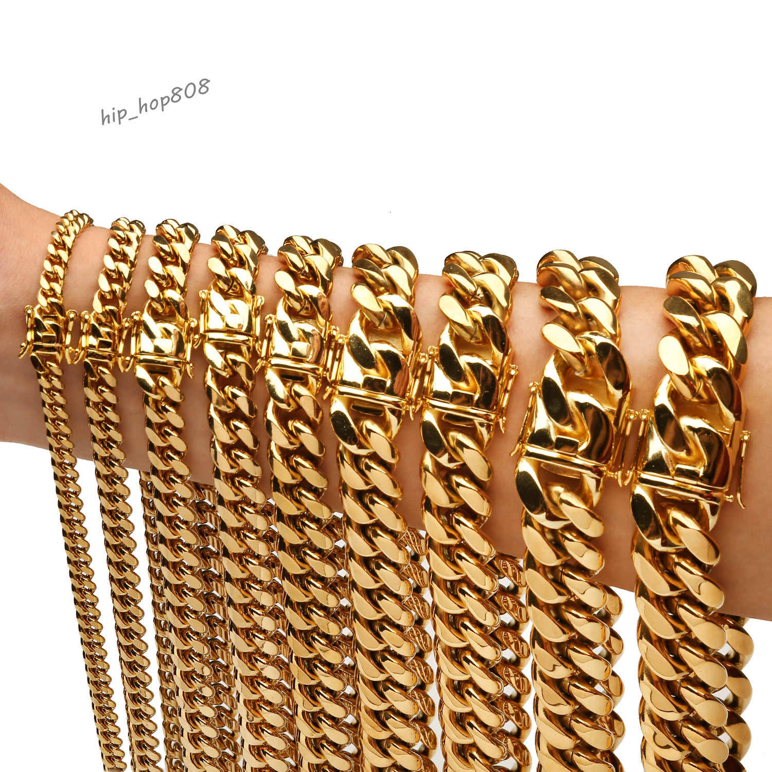 DUYIZHAO Hip Hop Style High Quality 6-22mm Chains Stainless Steel 18K Gold Plated Miami Cuban Chain for Men