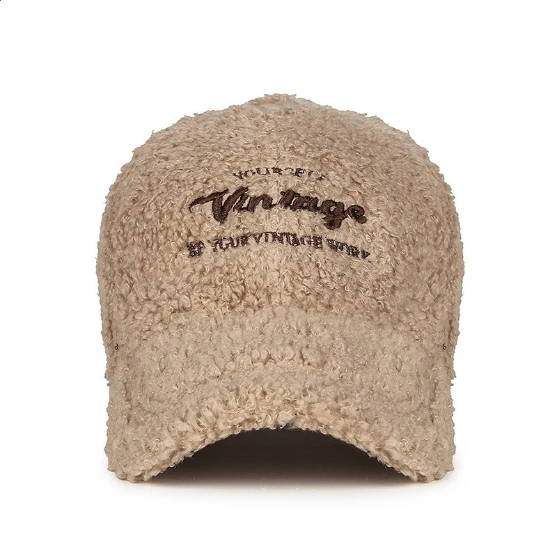 In Winter The Lamb Plush Warm Embroidered Letter Baseball Hat Shows The Face Of The Small Peaked Cap 250808