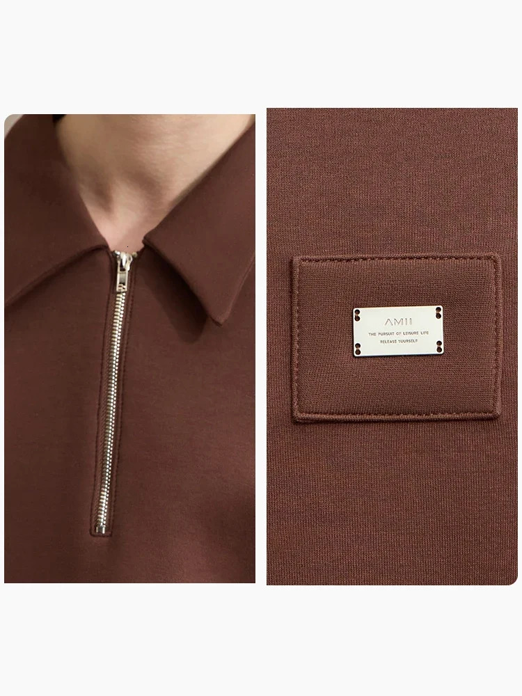 Amii Minimalism Women Hoodies Autumn Lapel Zipper Casual Loose Sporty Pullovers Trendy Solid Clothes for 12443154 250809