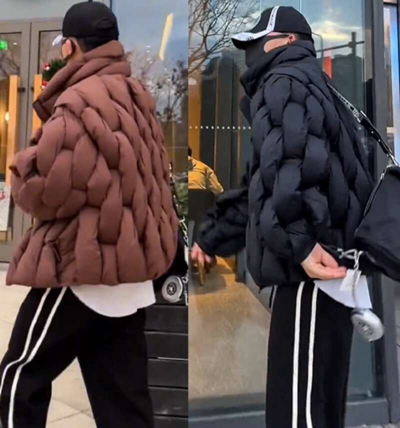 Clothing Men's Winter New Stand Collar Loose Warm Thickened Solid Color Couple Style Puffer Jacket Cotton Coat