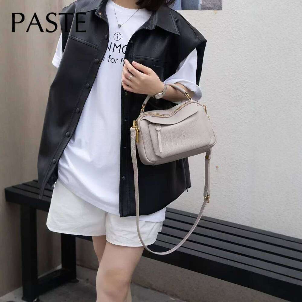 Classic Beige Color Multiple Compartments Women Tote Natural Cow Leather Soft Female Shoulder Bag Ladylike Street Handbag