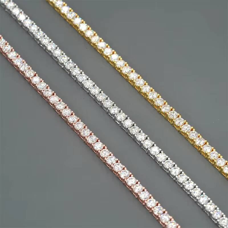 Custom Hip Hop Punk Necklace Tennis Chain Choker Source Factory 925 Silver 2-6.5mm Moissanite Gold Silver Cuba Chain Necklaces