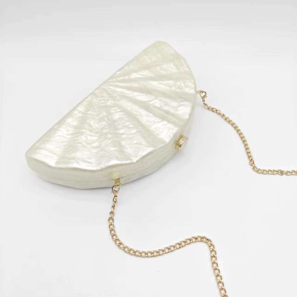 Women's New Crossbody Semi-Circular Fan-Shaped Acrylic Fashion Wedding Evening Clutch Bag