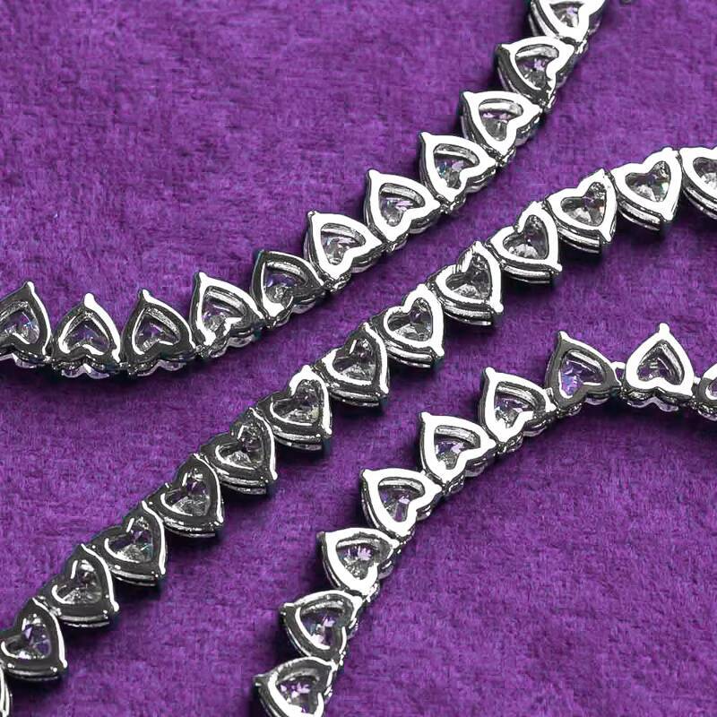 Fine Jewelry Hip Hop Bling S925 Silver 4mm GRA VVS D Color Real Moissanite Heart Tennis Chain Necklace for Men Women
