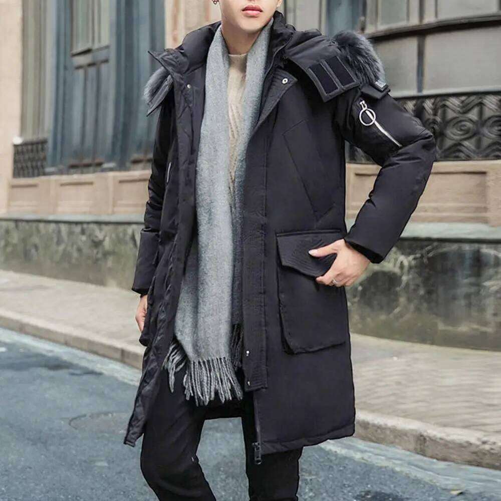 Winter Large Collar Parka Down Jacket 2024 Mid Length Thickened Warm White Duck down Men's And Women's Outerwear