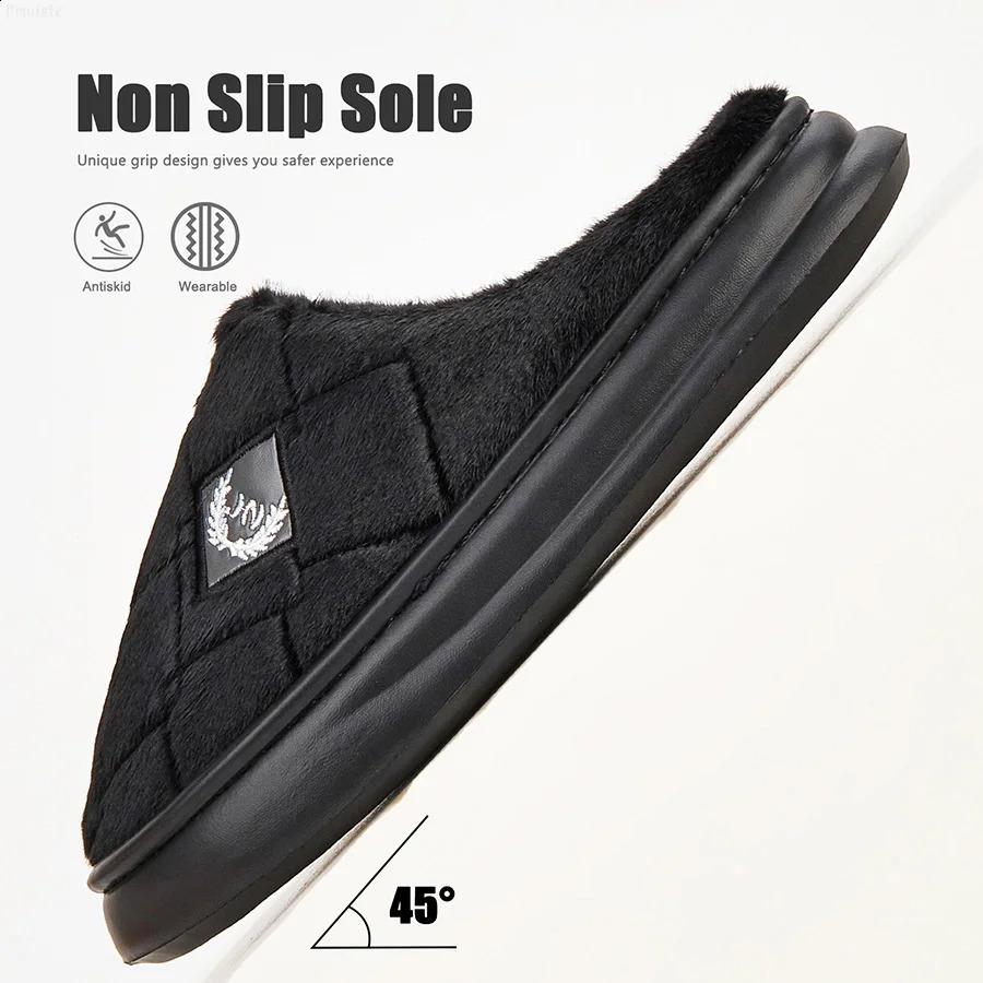 Mens House Slippers Furry Plaid cozy EVA Memory Foam Lightweight Casual Shoes Winter Warm Plush Non-slip Slippers big size 250805