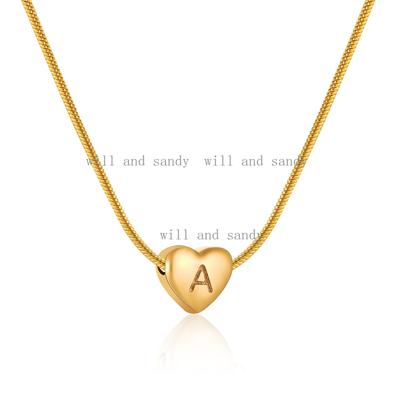 Tiny Gold Initial Heart Necklace 18K Gold Plated Dainty Letter Heart Name Necklace for Women Necklace Designer Jewelry Wedding Mother Birthday Gift