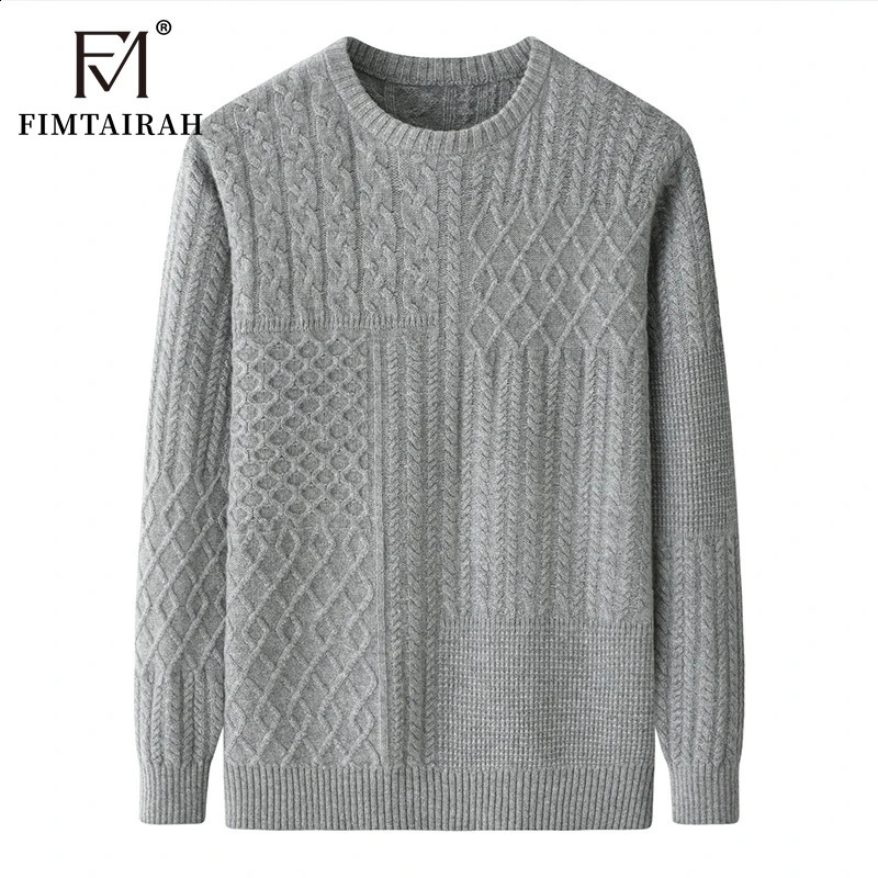 Inner Mongolia Cashmere Sweater Mens Round-neck Twisted Thickened Autumn Winter Warm Knitted 250806