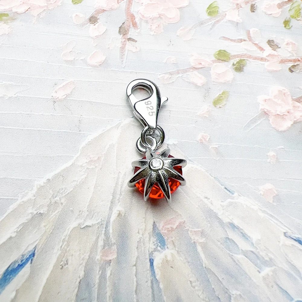 Red Stone Dangle Charm Europe Club Fine Jewelry For Women Summer Trendy Gift In 925 Sterling Silver 250807