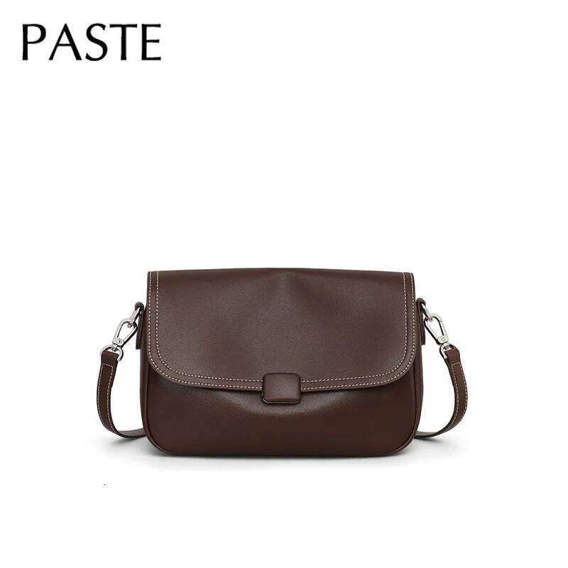 Hit Thread Design Coffee Color Women Messenger Casual Cowhide Leather Female Crossbody Bag High Quality Purse