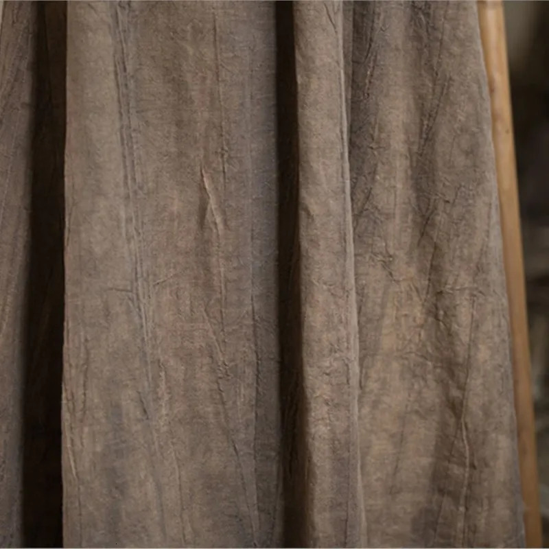 Johnature Women Ramie Tie-dye Skirts Elastic Waist Pockets Vintage Autumn Clothes 2025 Women A-Line Skirts 250811