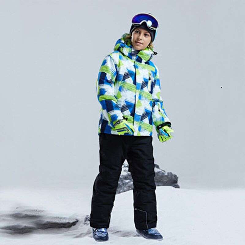 Children's Snowboard Ski Suit Boys Girls Warm Thickened Cotton Jacket And Pants Two-Piece Set