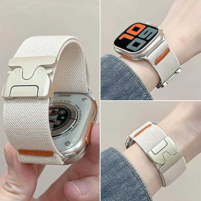 2PCS Nylon Straps for Apple Watch Ultra 2 Band 49mm 44mm 46mm 42mm 40mm 45mm 41mm Elastic Bracelet iWatch Series 10 9 8 7 6 3 SE W250811
