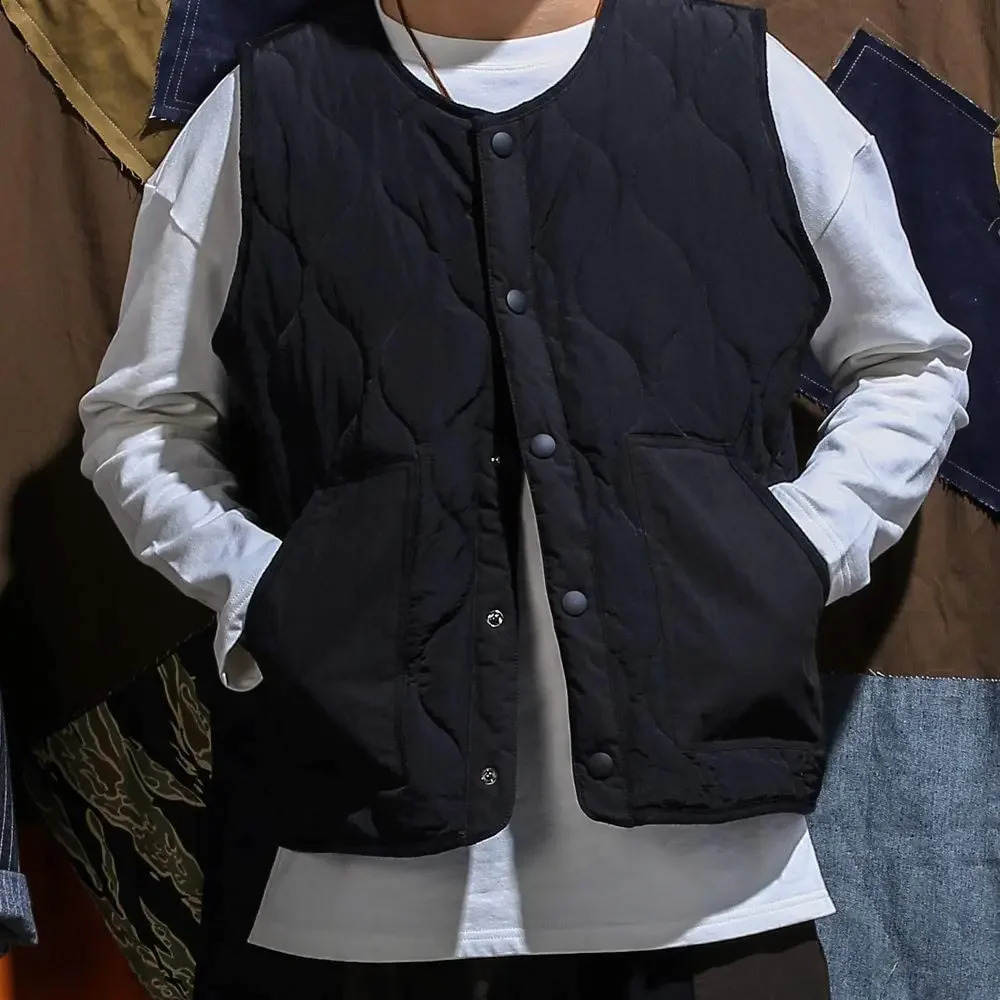 Vintage Cotton Padded Vest Mens Sleeveless Quilted Jacket Thick Warm Casual Working Outerwear Men Autumn Winter 250805