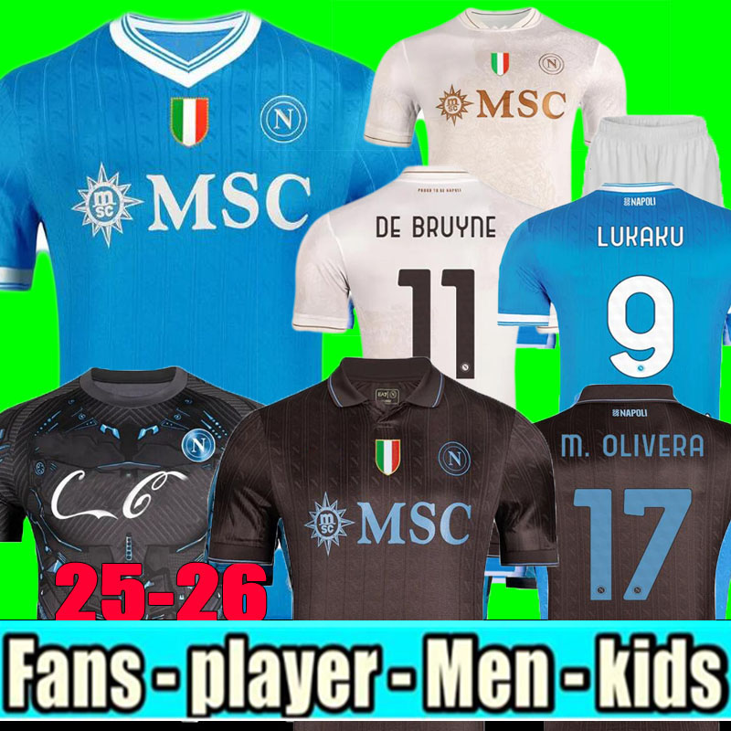 3XL 4XL Maglia 25 26 DE BRUYNE Napoli soccer Jerseys Naples Pre Match lukaku 2025 2026 LUCCA McTominay Gilmour BUONGIORNO home men Kids kit football shirts