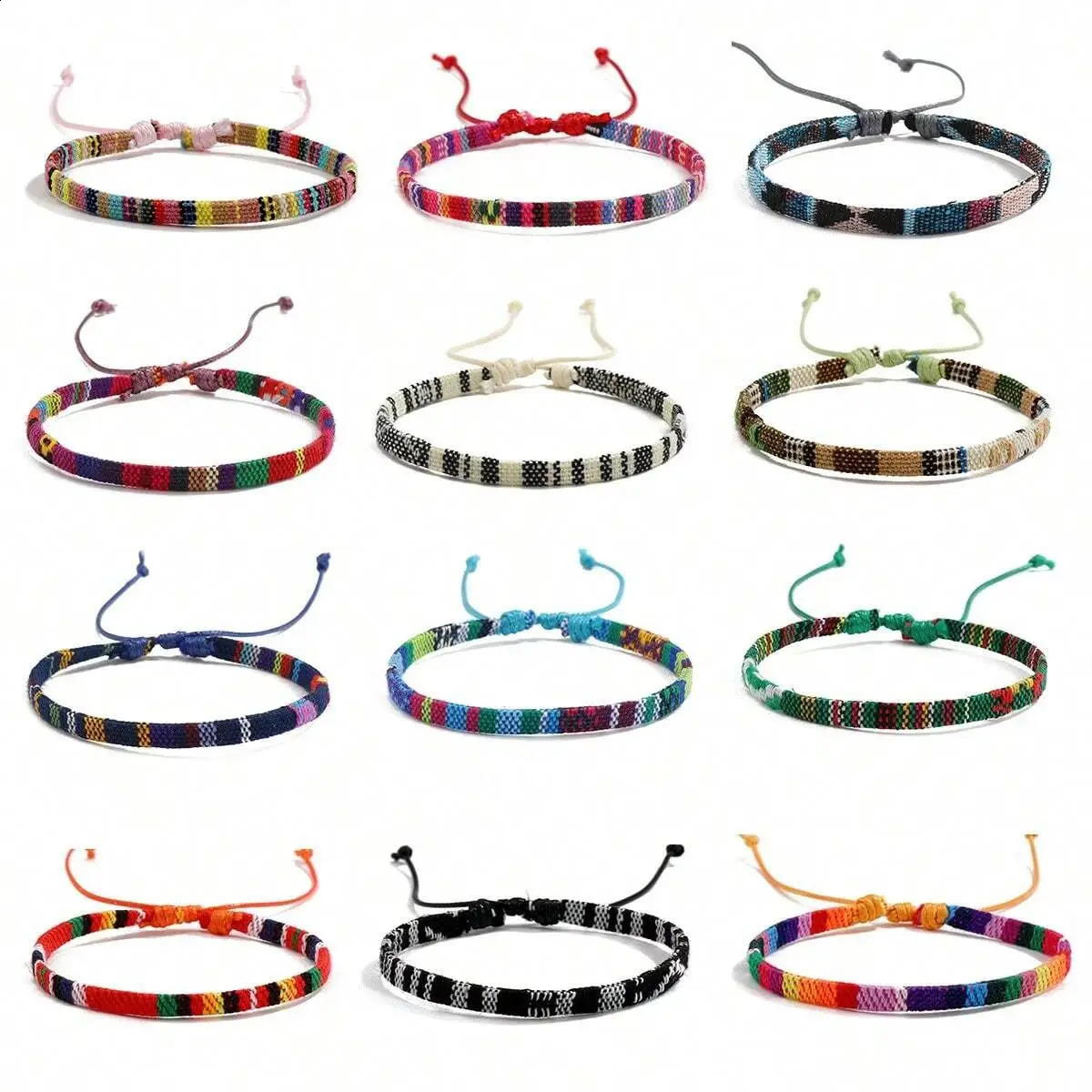 12pcs Boho Surfer Beach Bracelet Set Men Women Braided Boho Summer Bracelets Handmade Festival Jewelry 250808