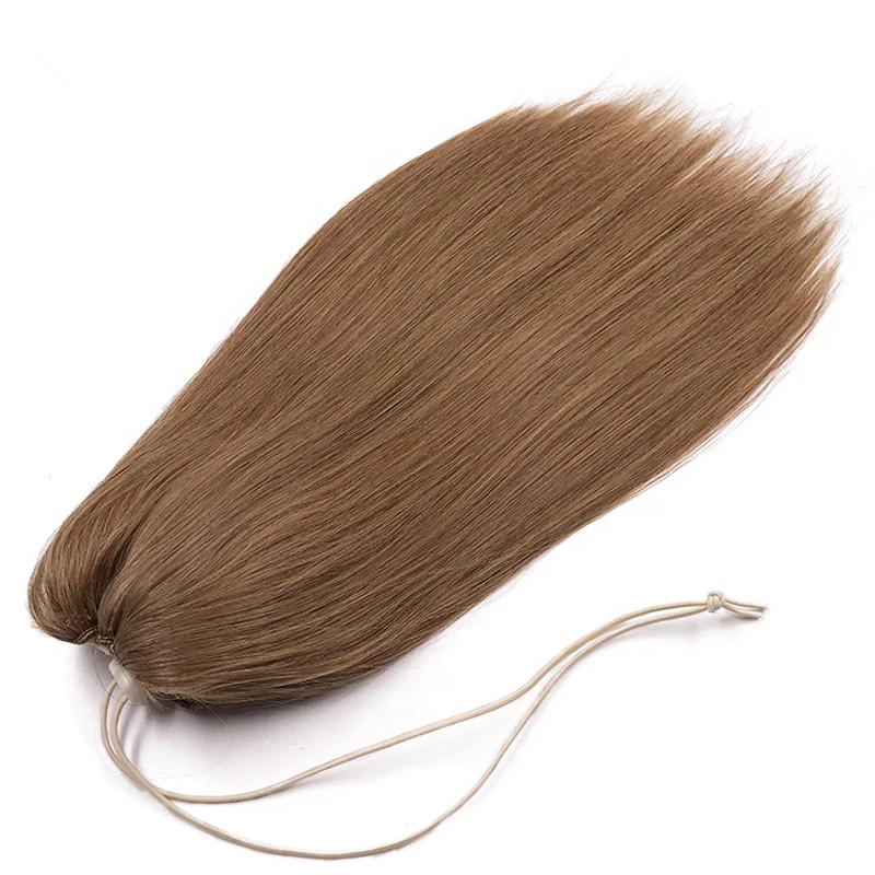 Ombre Blonde Drawstring Ponytail Human Hair Straight Real Natural Hair Extensions Drawstring Closure Fake Hair Tail for Women p27/613 100g 120g