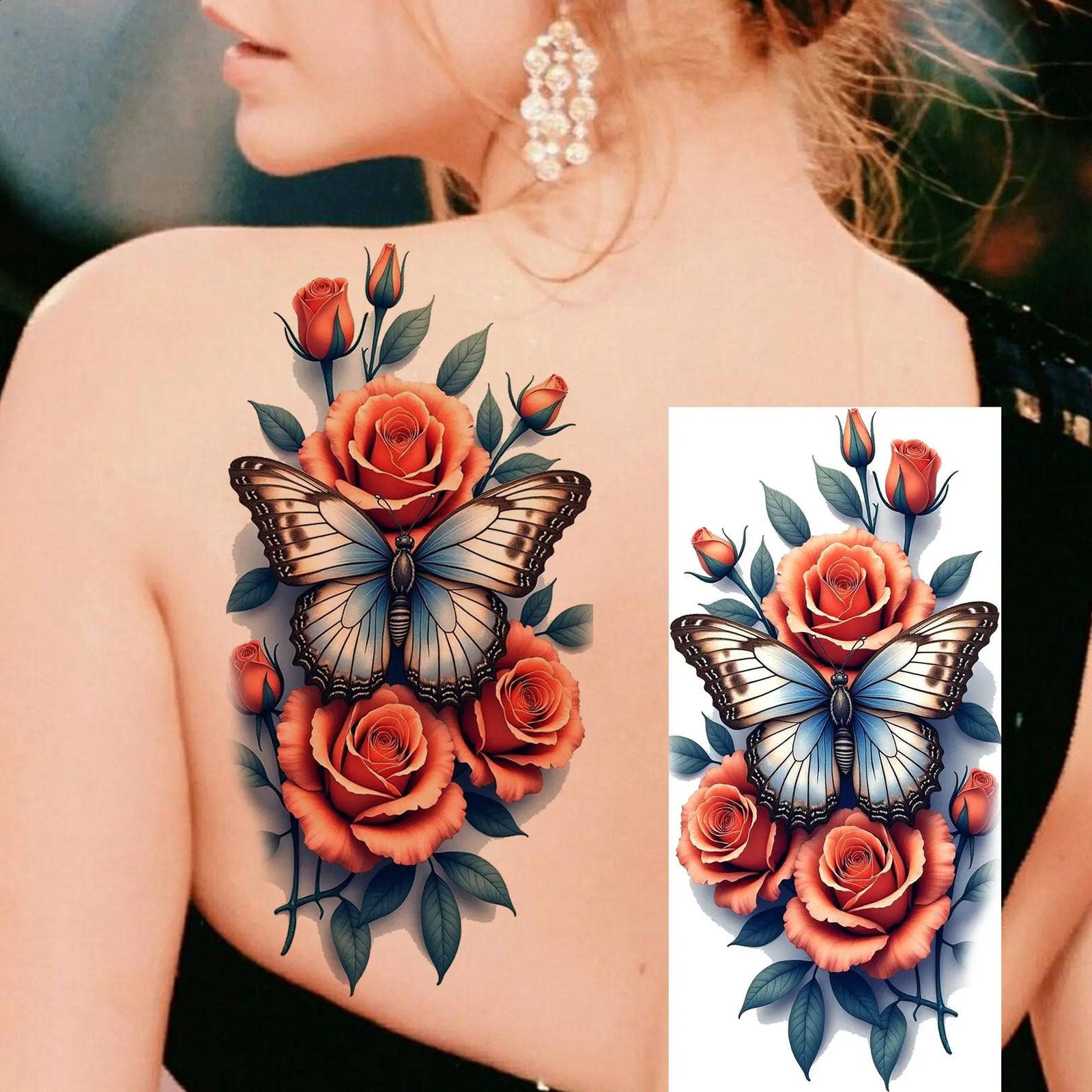 1 Sheet Gorgeous Watercolor Flowers Animals Temporary Tattoos For Women Body Art Tatoos Waterproof Realistic Tattoo Sticker 250809