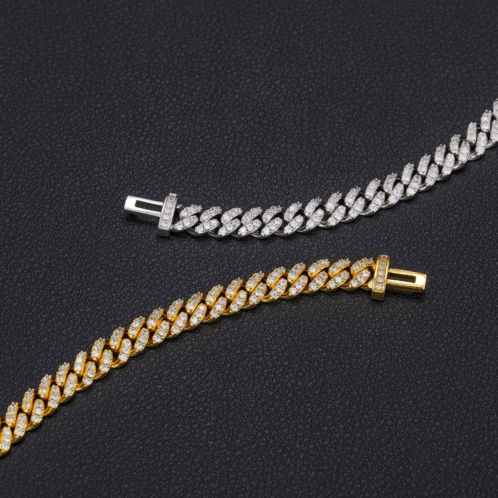 Dropshipping Spot Delivery 925 Sterling Silver Hip Hop Jewelry VVS Moissanite 6mm Iced Out Cuban Link Chain Bracelet