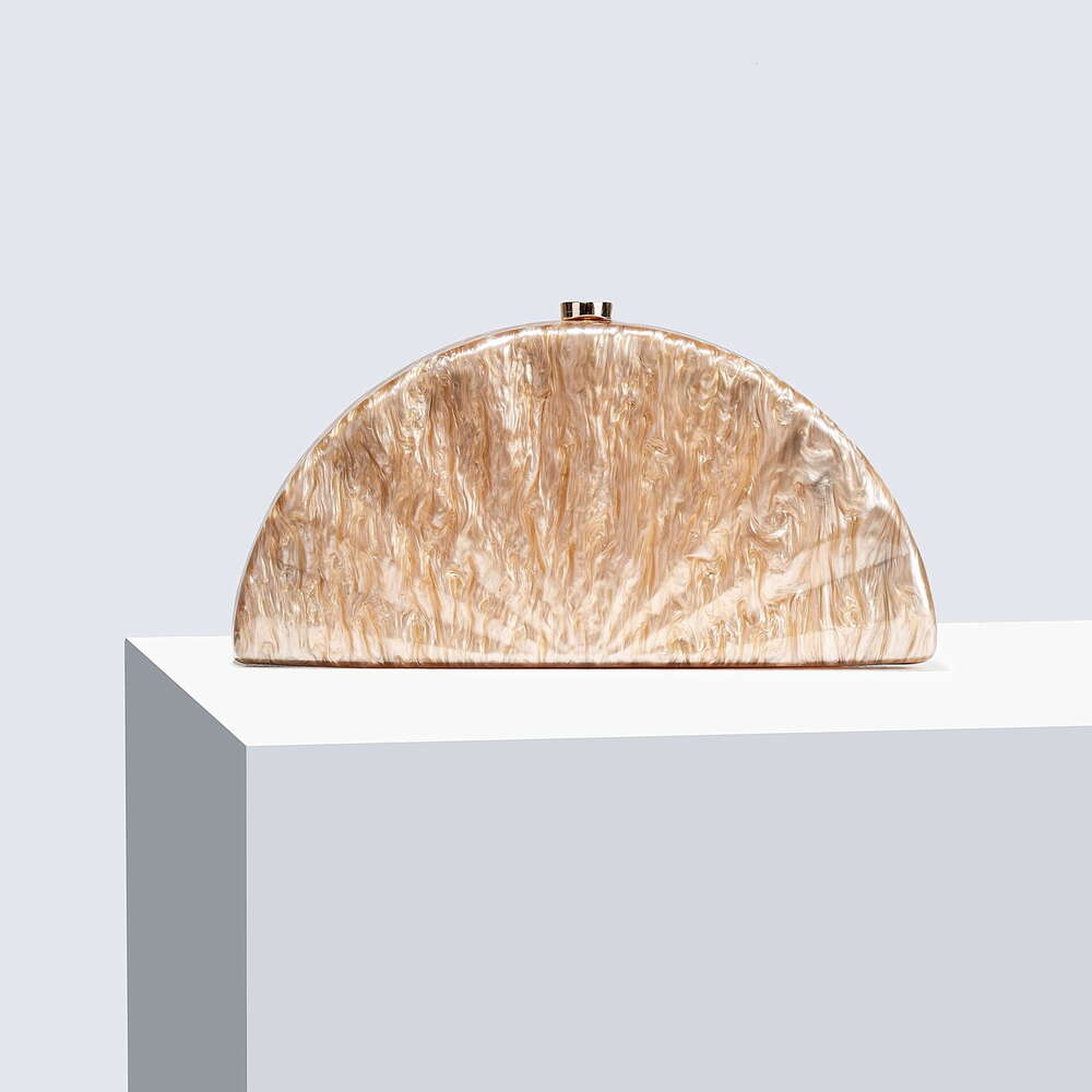 Women's New Crossbody Semi-Circular Fan-Shaped Acrylic Fashion Wedding Evening Clutch Bag