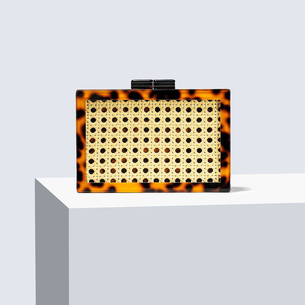 Women's New Fashion Green Rattan Acrylic Evening Bag Single Shoulder Crossbody Party Clutch