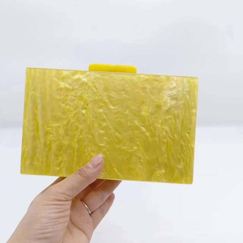 Women's New Yellow Pearlescent Acrylic Evening Bag Single Shoulder Crossbody Wedding Banquet Clutch