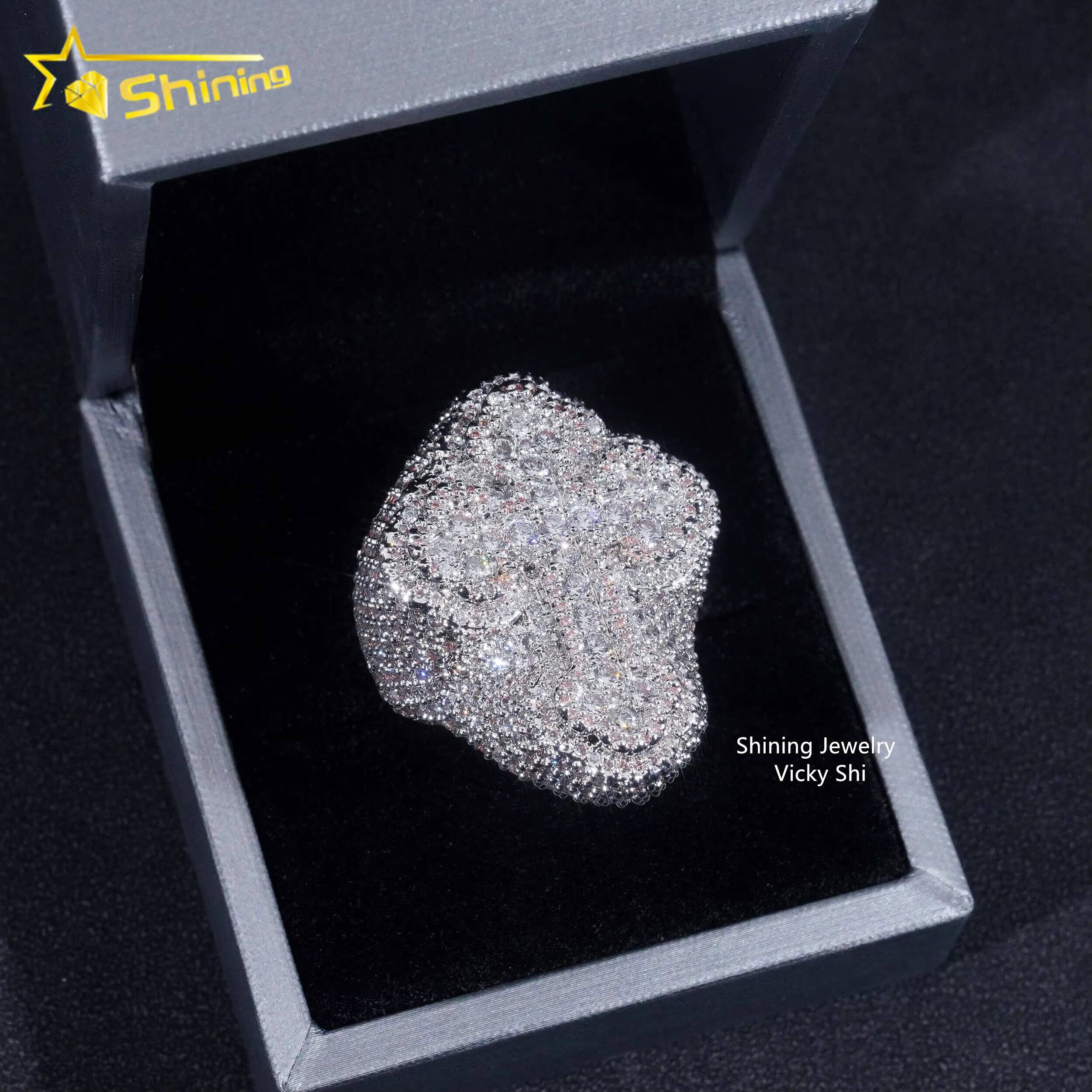 Fast Shipping Iced Out Hip Hop Ring Men Fashion Brass Cubic CZ Diamond Cross Ring Luxury Style Wedding Engagement Rings