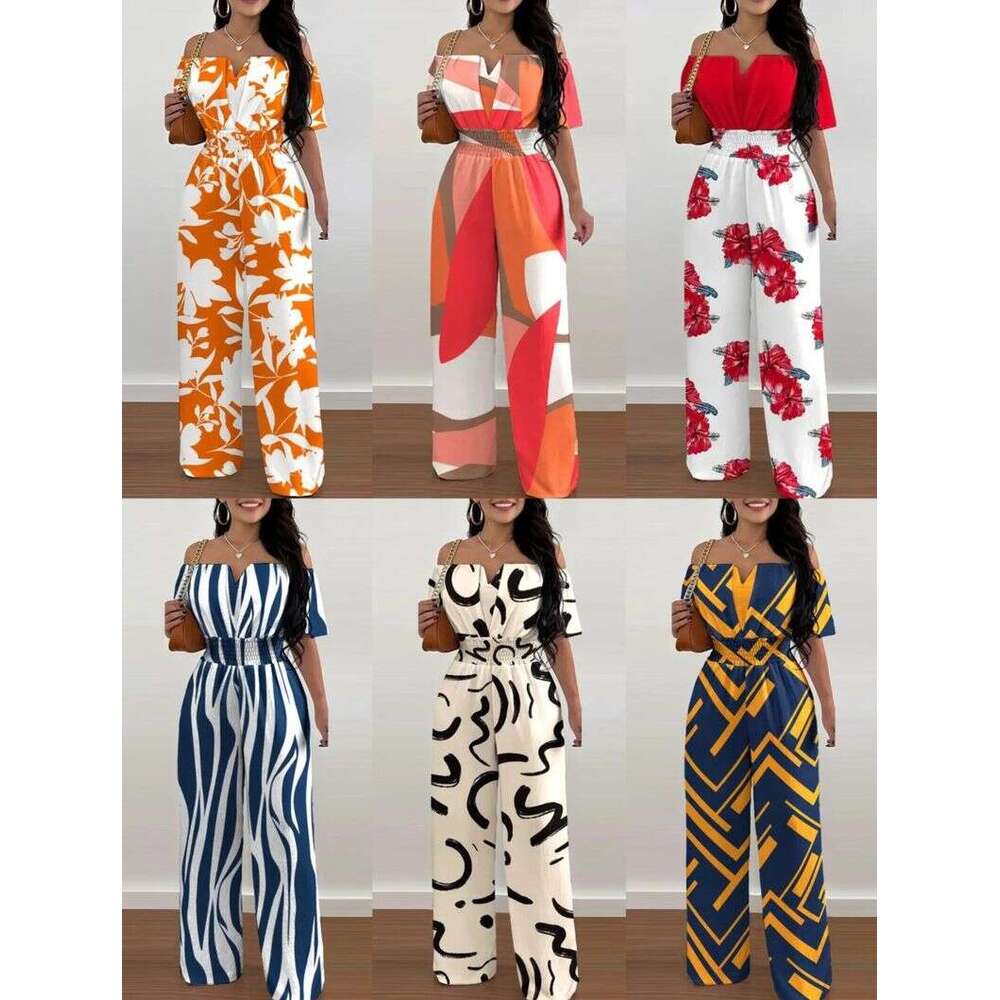 Women's Printed Off-The-Shoulder And Waist Romper