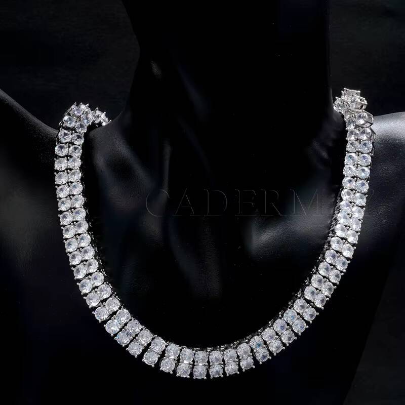Trendy 5mm Double Rows D VVS Iced Out Moissanite Diamond 925 Sterling Silver Tennis Chain Necklace Bracelets Jewelry Men Woman
