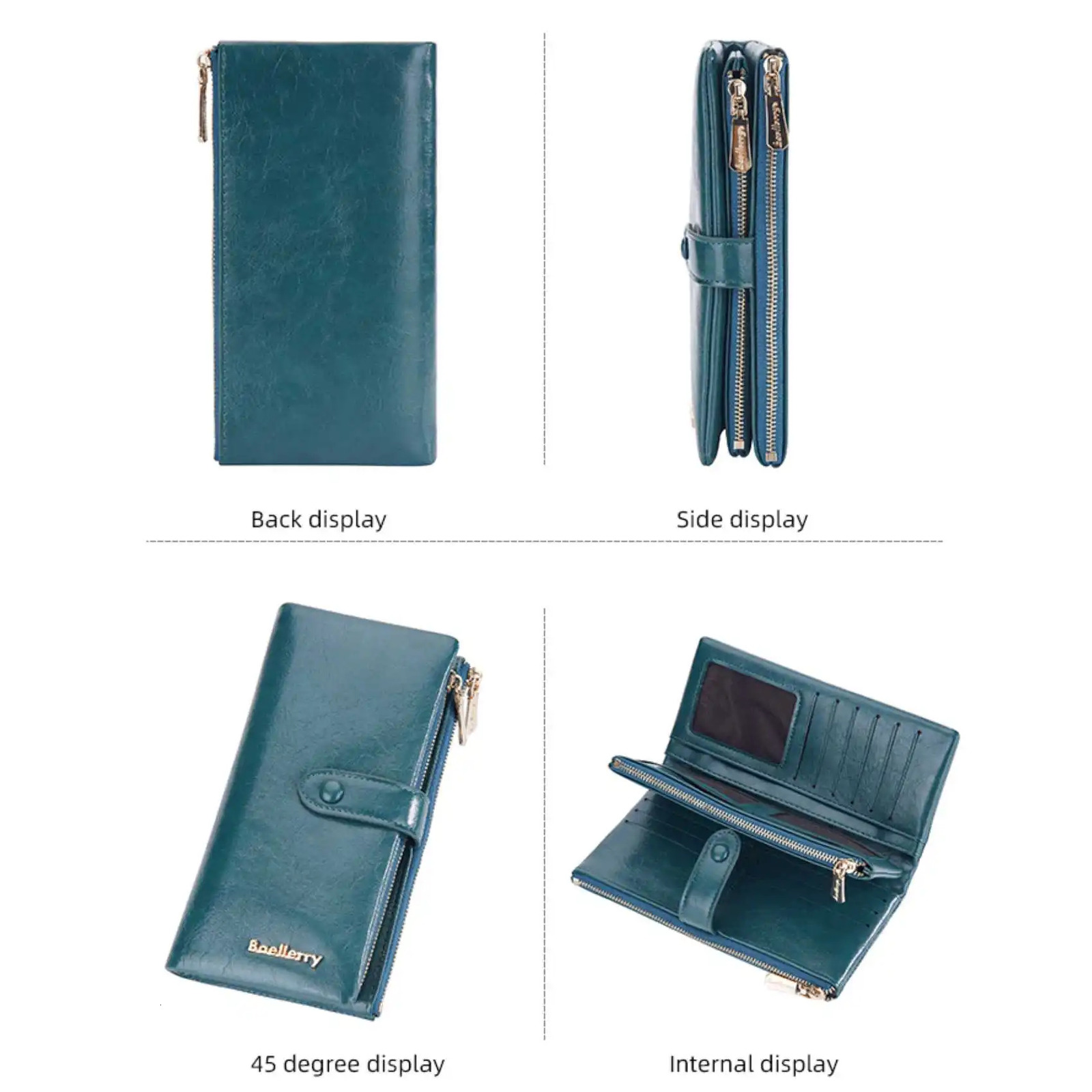 Oil Wax Leather Womens Long Wallet With Double Zipper Buckle Large Capacity Clutch Bag MultiCard Holder 250811