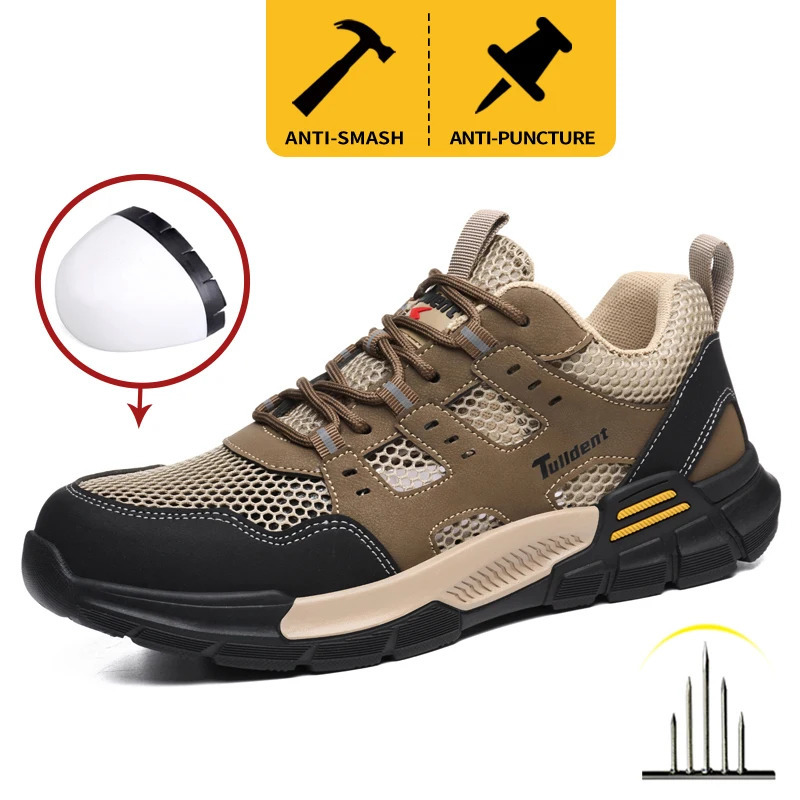 Mens safety shoes anti smashing and anti stabbing work shoes lightweight and breathable safety boots tactical boots 250805